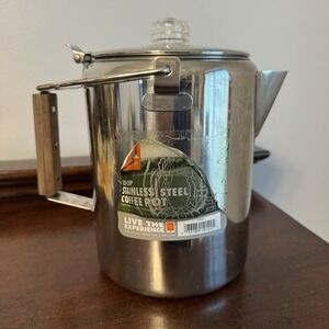 12 Cup Ozark Stainless Steel Coffee Maker Percolator w/ Wood Handle Camping Pot